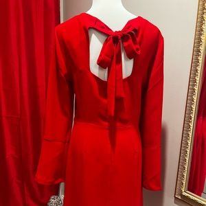 D6104 New, Banana Republic Red dress. Open back, bell sleeves. Gorgeous